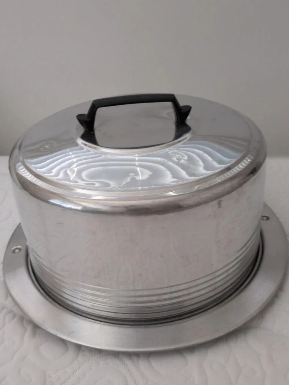 Vintage Regal Aluminum Cake Cover with Black Handle